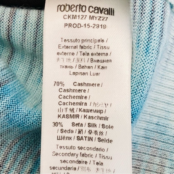 ⭐️ROBERTO CAVALLI⭐️Animal Snake Print Cashmere Silk Sweater Designer Blouse XS - Picture 15 of 15